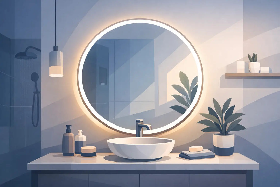 Miroir lumineux rond design pour salle de bain