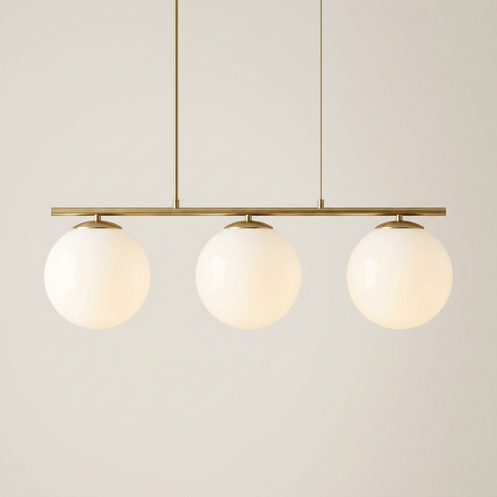 Halo Trio — Suspension 3 globes de verre opalin et laiton satiné