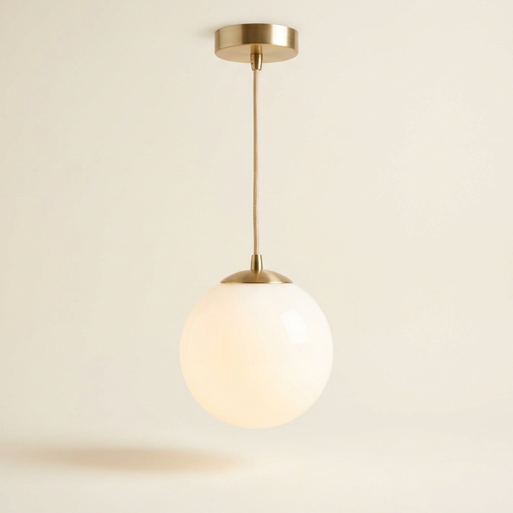 Halo Solo — Suspension globe de verre opalin et laiton