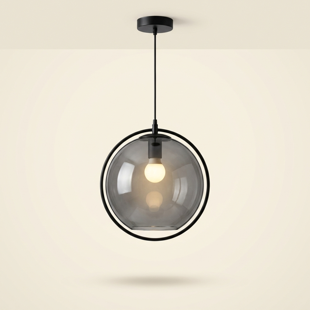 Brume — Suspension globe en verre fumé gris