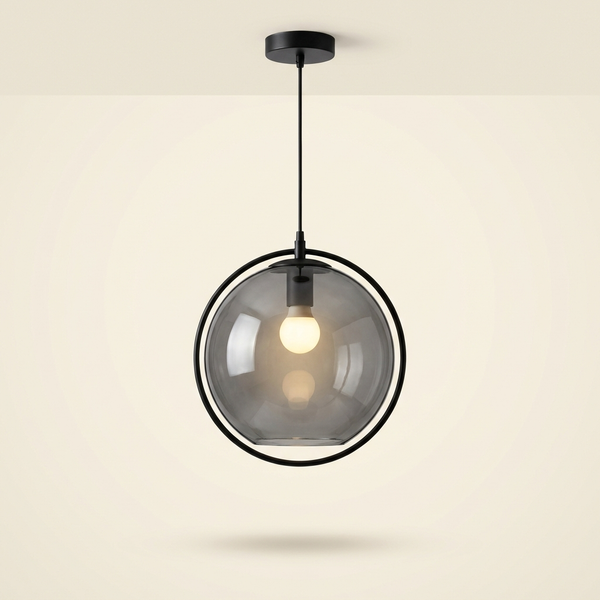 Brume — Suspension globe en verre fumé gris