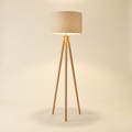 Tipi — Lampadaire trépied bois et abat-jour lin