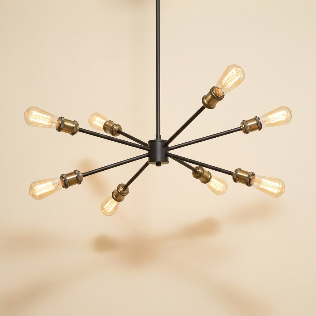 Manufacture — Lustre loft 6 ampoules noir & laiton