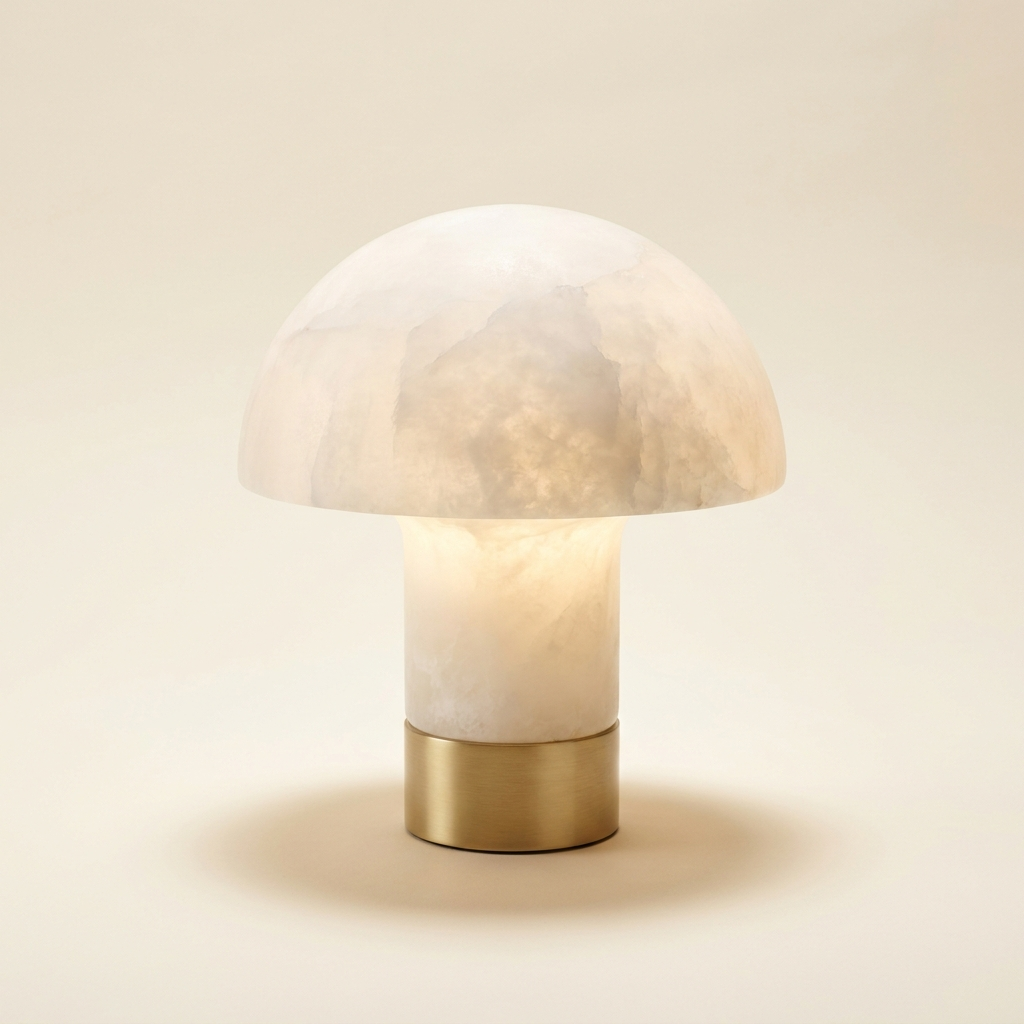 Albe — Genuine Alabaster Mushroom Table Lamp