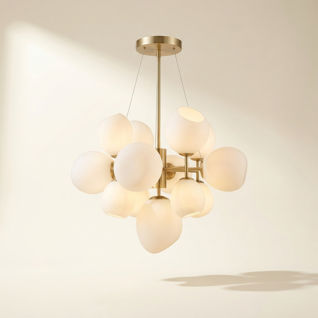 Galets — Suspension grappe de verre opalin soufflé