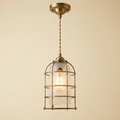 Edison — Suspension cage laiton & verre strié