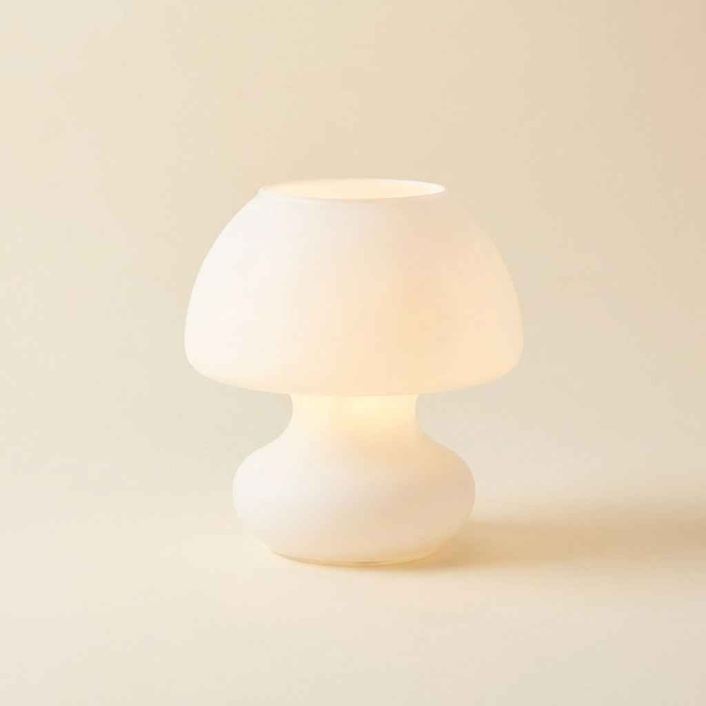 Anouk — Lampe champignon opaline blanche