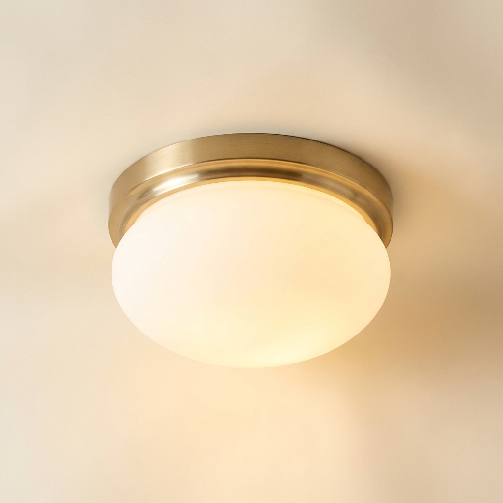 Hepburn — Plafonnier opaline & couronne laiton