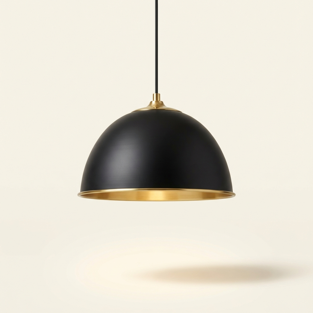 Forge — Suspension cloche métal noir intérieur laiton