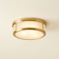 Odéon — Plafonnier rond verre nervuré & laiton doré
