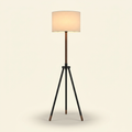 Établi — Lampadaire trépied bois & métal noir