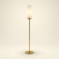 Chrysler — Lampadaire colonne laiton & globe opalin