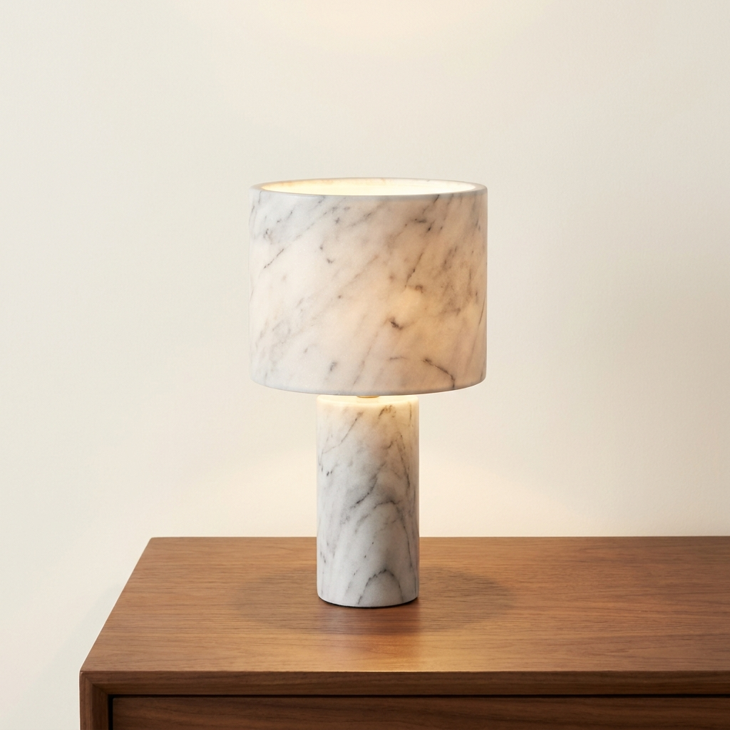 Stèle — Lampe à poser colonne en marbre veiné