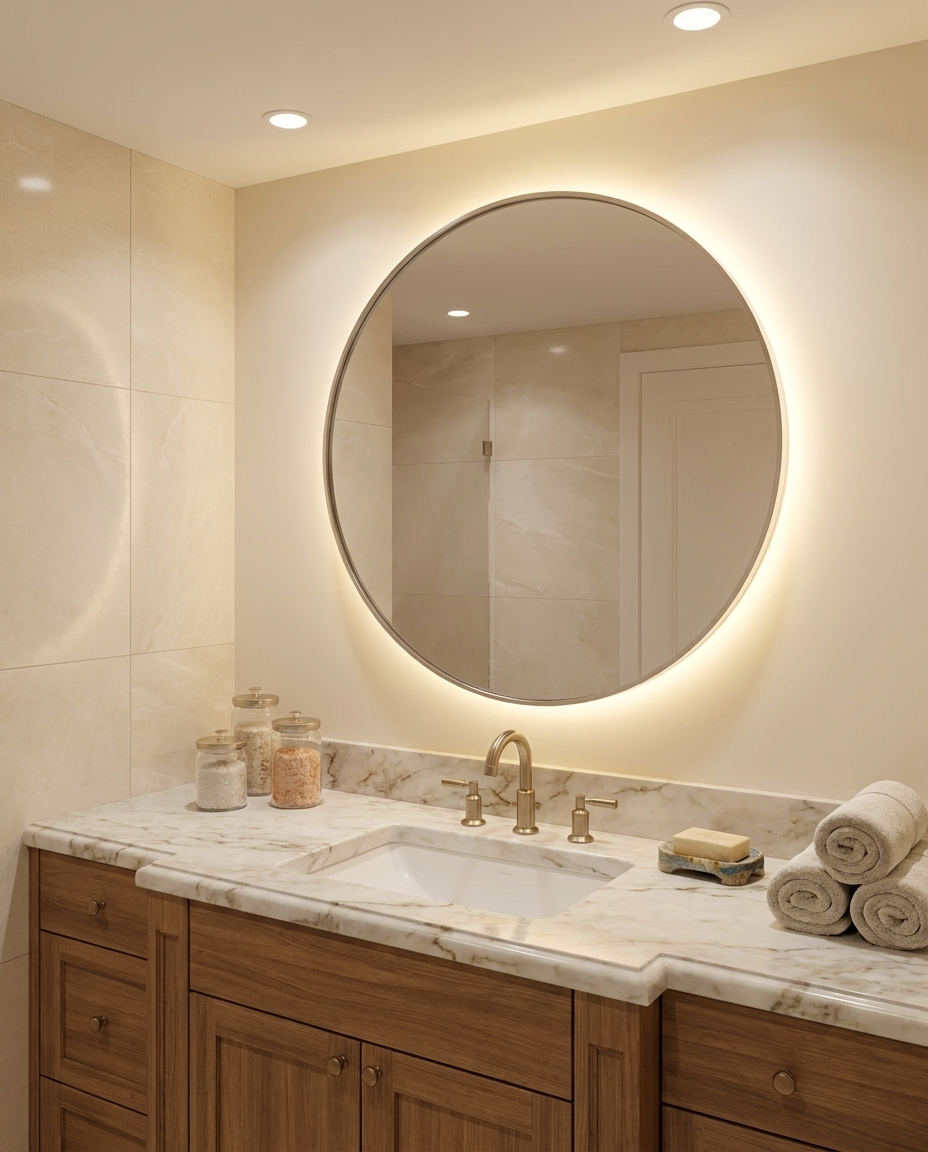Lune — Miroir lumineux rond rétroéclairé LED anti-buée