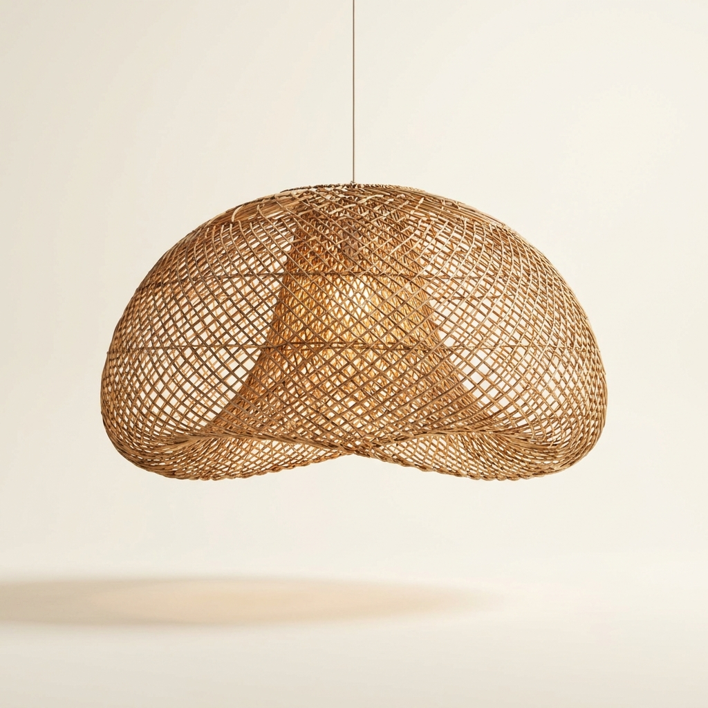 Canopée — Grand lustre statement en rotin tressé