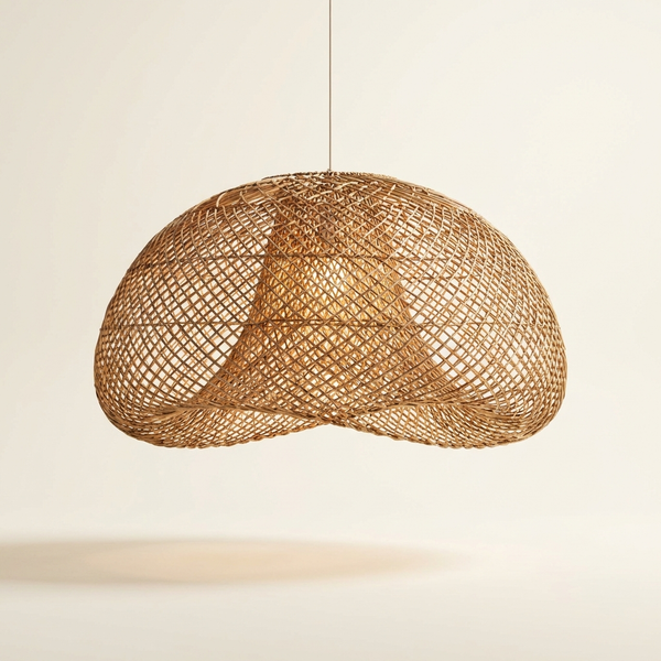 Canopée — Grand lustre statement en rotin tressé