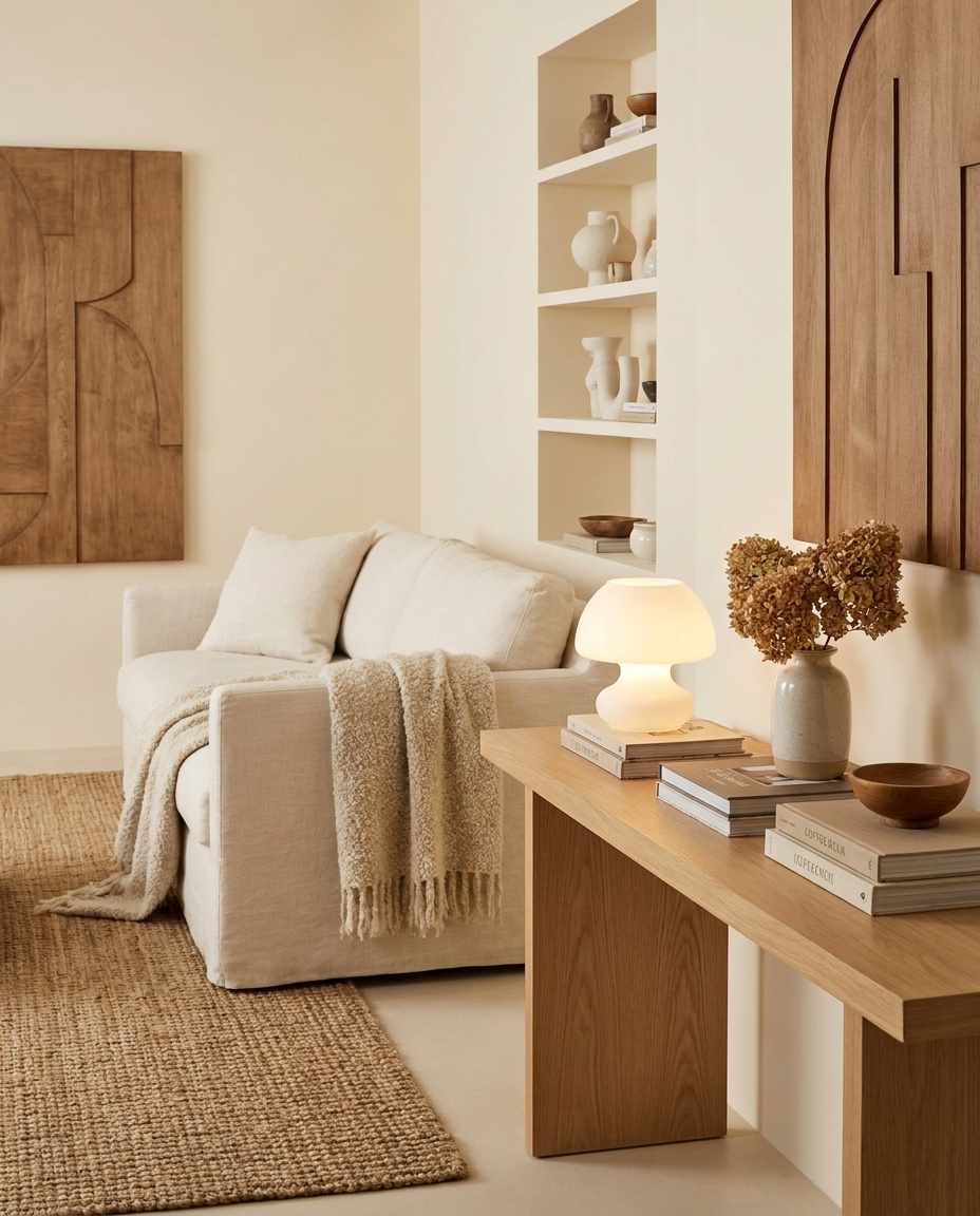 Anouk — Lampe champignon opaline blanche