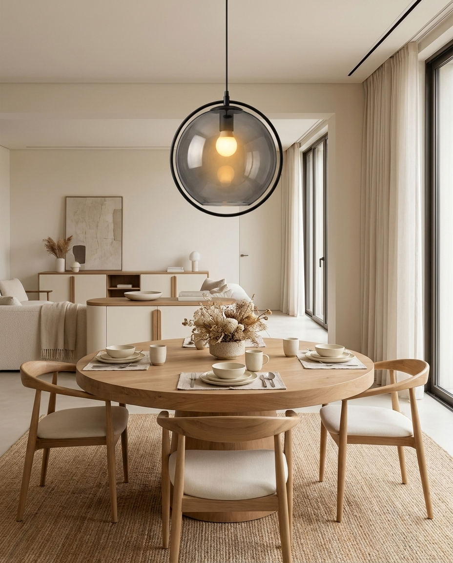 Brume — Suspension globe en verre fumé gris