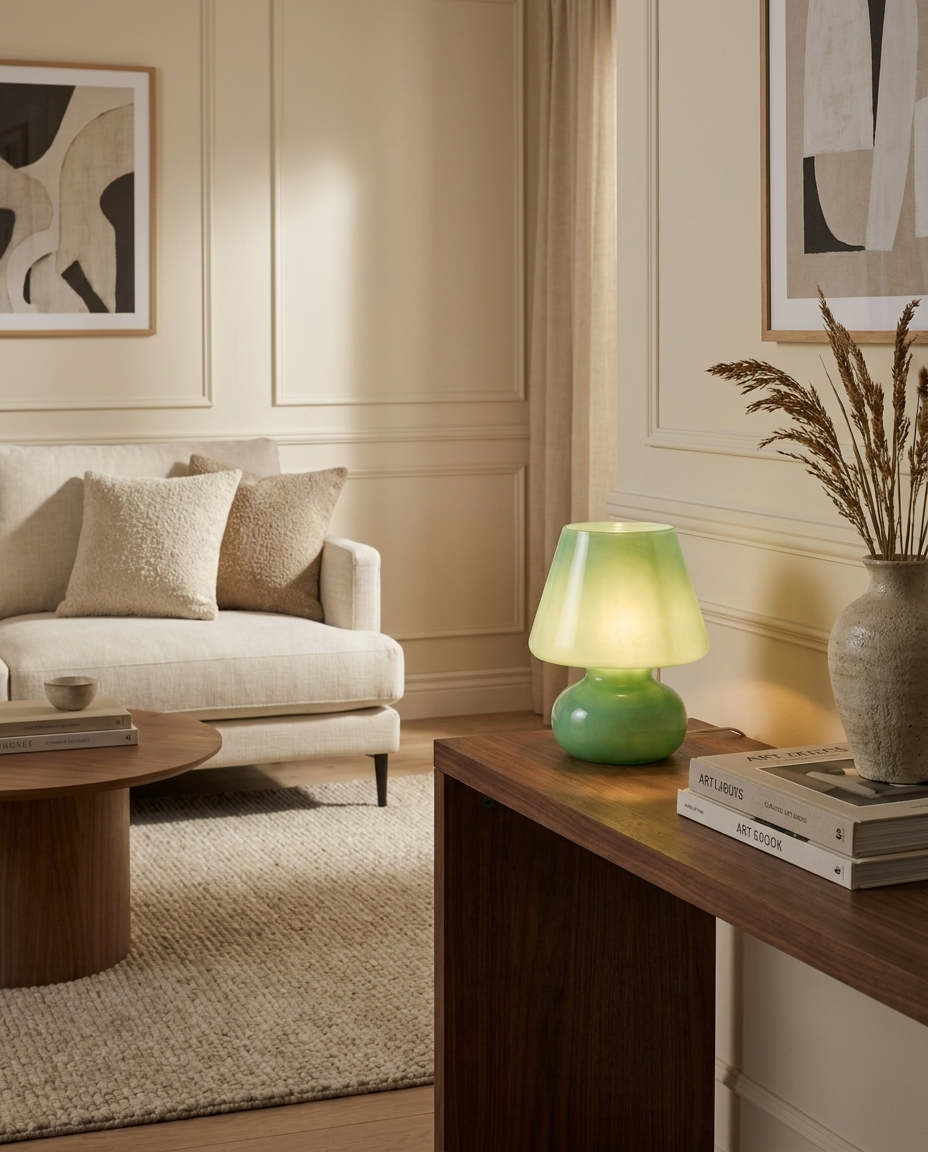 Lampe Soucoupe Opaline Verte Émilienne
